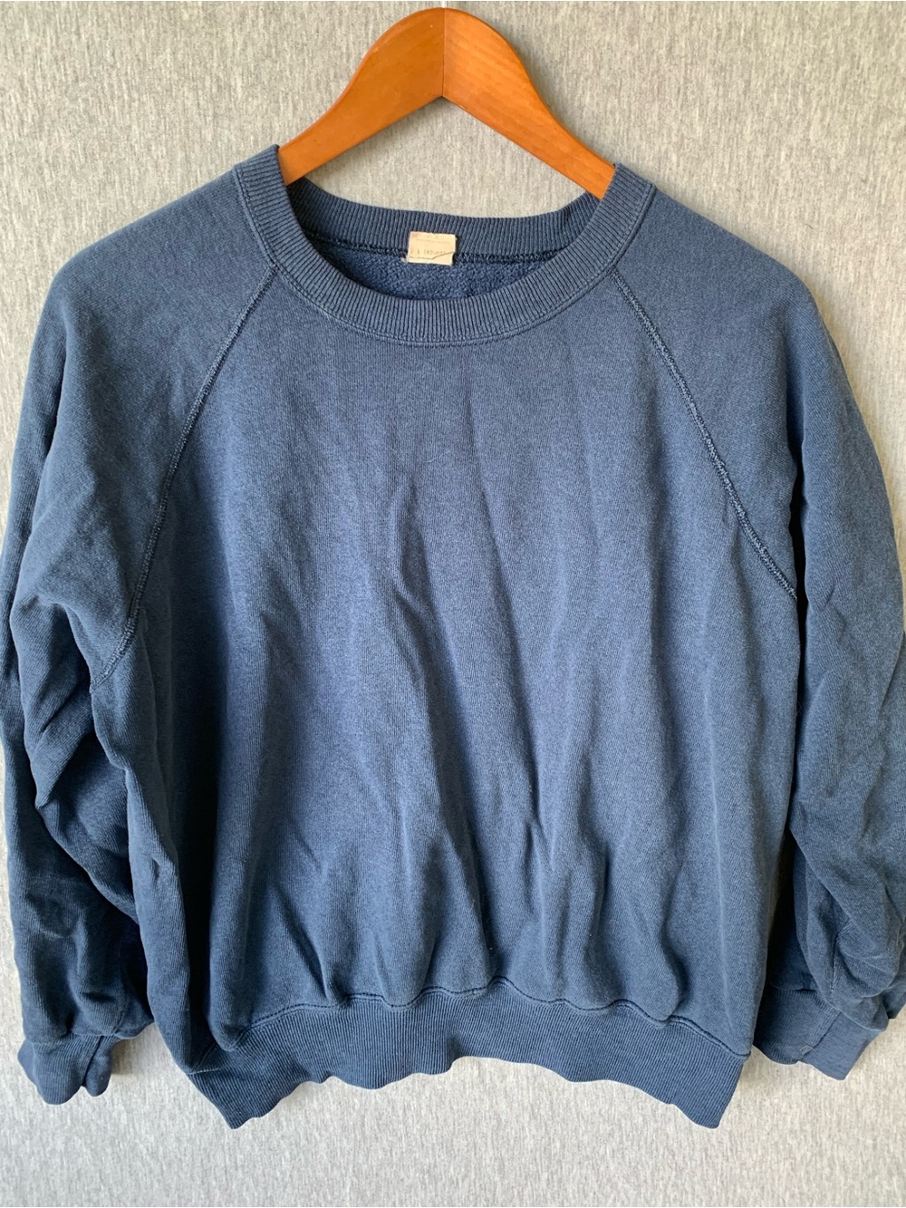 Vintage Blank Blue Crewneck Sweatshirt 80s 90s Sweater Made in USA Boxy Fit